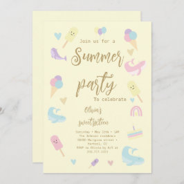 Invitación Fiesta de cumpleaños del verano de la caligrafía d