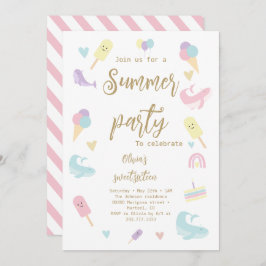 Invitación Fiesta de cumpleaños del verano de la caligrafía d