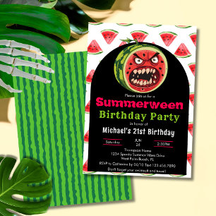 Invitación Fiesta de Cumpleaños del Veranoween de Sandía Enoj