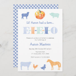 Invitación Fiesta de cumpleaños del viejo MacDonald Pumpkin d