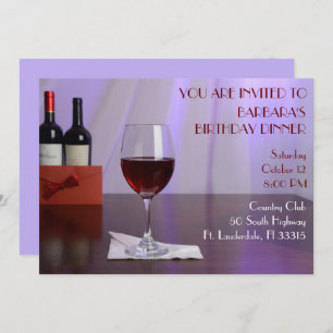 Invitación Fiesta de cumpleaños del vino Rojo Purple Ssofisti