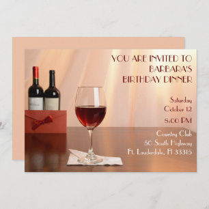 Invitación Fiesta de cumpleaños del vino Rojo Sofisticado de