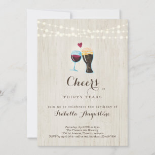 Invitación Fiesta de cumpleaños del vino y la cerveza de vien