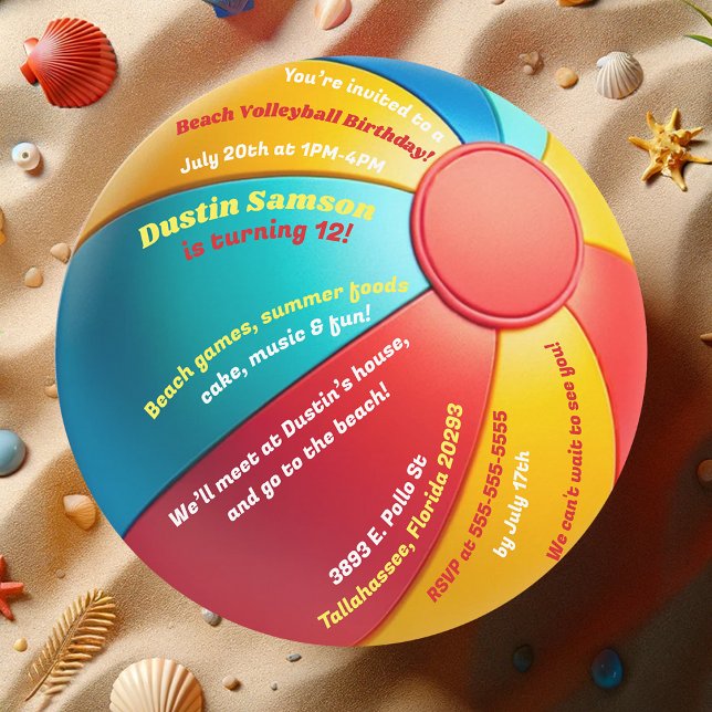 Invitación Fiesta de cumpleaños del voleibol de veraneo de di (Subido por el creador)