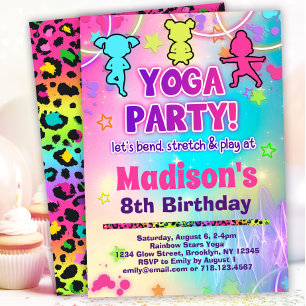 Invitación Fiesta de cumpleaños del yoga arco iris