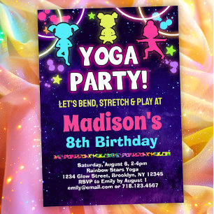 Invitación Fiesta de cumpleaños del yoga para chicas