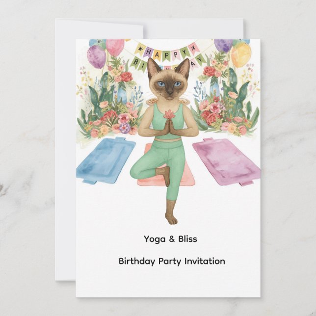 Invitación Fiesta de cumpleaños del yoga para los amantes del (Anverso)