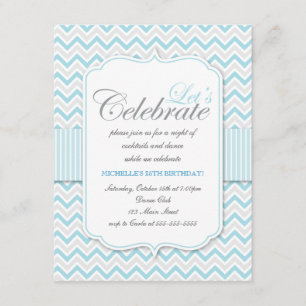 Invitación Fiesta de cumpleaños Delicada Blue Chevron
