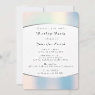 Invitación Fiesta de cumpleaños Delicada Rosa Plata Opal