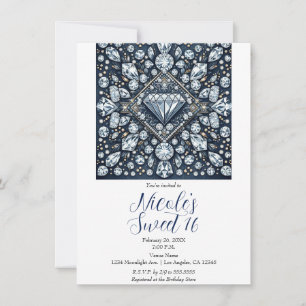Invitación Fiesta de Cumpleaños Denim & Diamonds Bling Sweet 