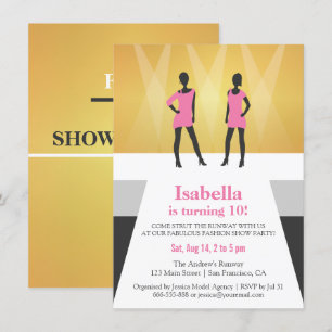 Invitación Fiesta de Cumpleaños Desfile de Moda en la Pasarel