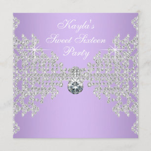 Invitación Fiesta de cumpleaños Diamonds Lavender Morple Swee
