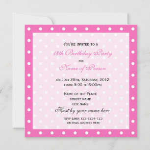 Invitación Fiesta de cumpleaños dieciocho rosa de niña elegan