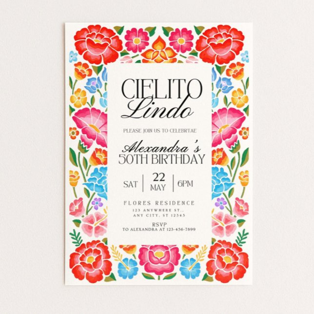 Invitación Fiesta de Cumpleaños Digital Floral Cielito Lindo  (Subido por el creador)
