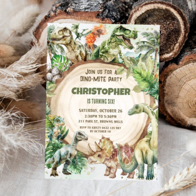 Invitación Fiesta de cumpleaños Dino-mite de los dinosaurios (Subido por el creador)