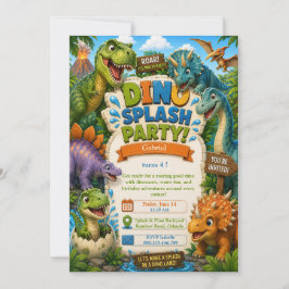 Invitación Fiesta de cumpleaños Dino Splash Party - Fiesta de