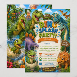 Invitación Fiesta de cumpleaños Dino Splash Party - Fiesta de