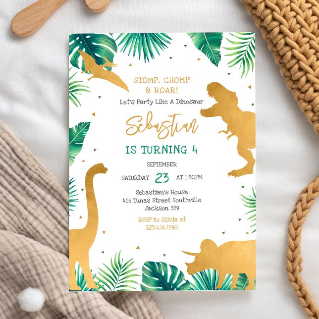 Invitación Fiesta de cumpleaños Dinosaurio Pisotón Mordisco R (Subido por el creador)