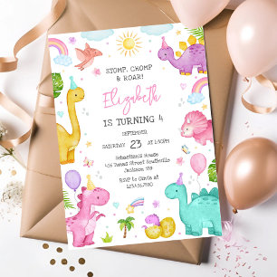 Invitación Fiesta de cumpleaños Dinosaurio Pisotón Mordisco R
