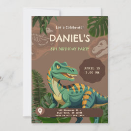 Invitación Fiesta de Cumpleaños Dinosaurio T-Rex