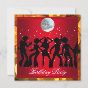 Invitación Fiesta de Cumpleaños Disco 70's Rojo retro 3