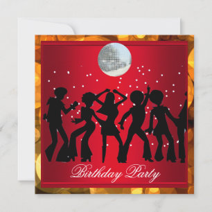 Invitación Fiesta de Cumpleaños Disco 70's Rojo retro 3