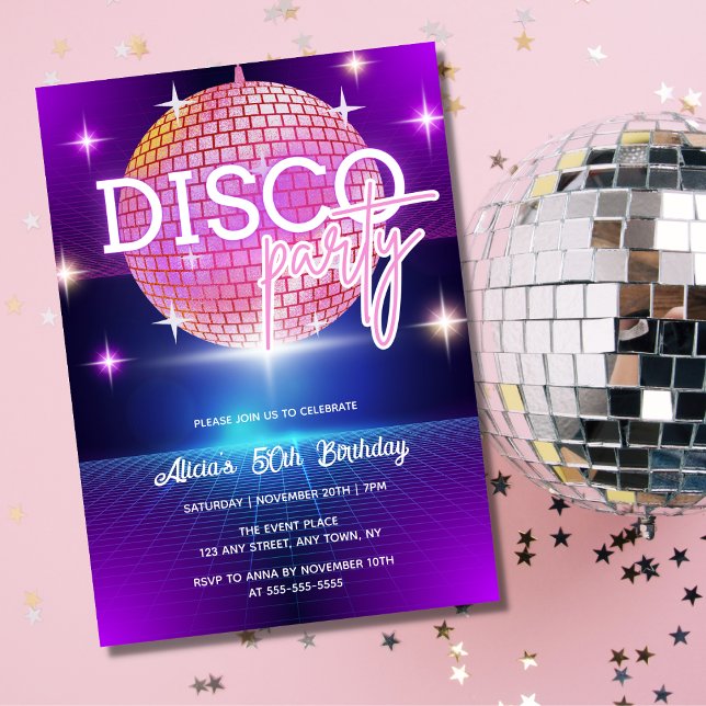 Invitación Fiesta de cumpleaños Disco Ball de Retro Groovy 70 (Subido por el creador)