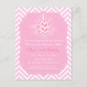 Invitación Fiesta de Cumpleaños Disco Chevron Sweet Sixteen