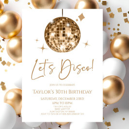 Invitación Fiesta de cumpleaños disco de oro Let's Disco