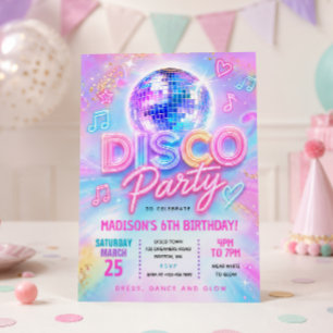 Invitación Fiesta de cumpleaños Disco Glow