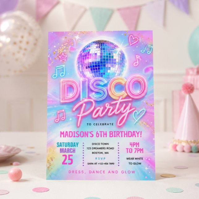 Invitación Fiesta de cumpleaños Disco Glow (Subido por el creador)