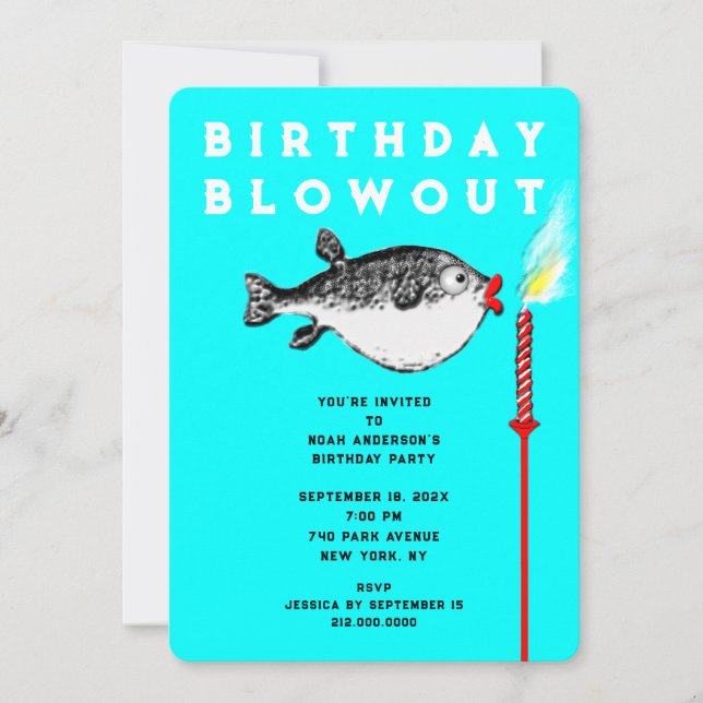 Invitación Fiesta de cumpleaños divertida (Anverso)