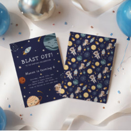 Invitación Fiesta de Cumpleaños Divertida Aventura Espacial p