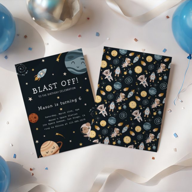 Invitación Fiesta de Cumpleaños Divertida Aventura Espacial p (Subido por el creador)