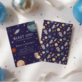 Invitación Fiesta de Cumpleaños Divertida Aventura Espacial p