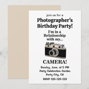 Invitación Fiesta de cumpleaños divertida cámara vintage para