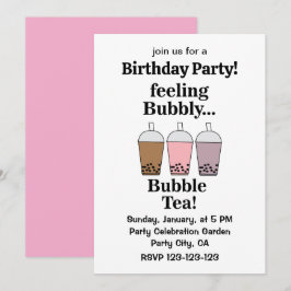Invitación Fiesta de cumpleaños divertida con bebida de té de