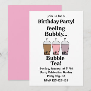 Invitación Fiesta de cumpleaños divertida con bebida de té de
