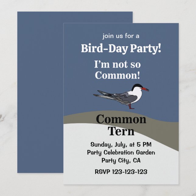 Invitación Fiesta de Cumpleaños Divertida de Ave Marina Charr (Anverso / Reverso)