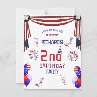 Invitación Fiesta de Cumpleaños Divertida de Niños Americanos