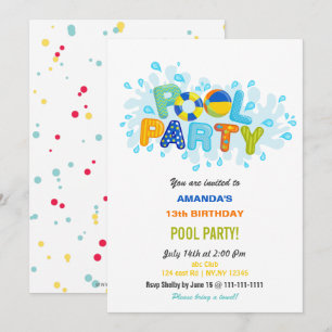 Invitación Fiesta de cumpleaños divertida de verano en la pis
