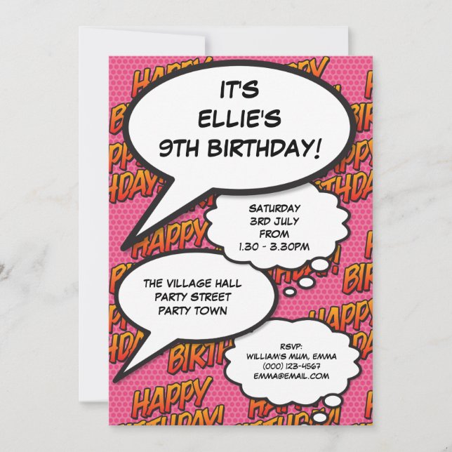 Invitación Fiesta de cumpleaños divertida moderna de cualquie (Anverso)