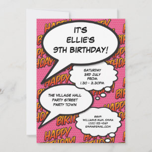 Invitación Fiesta de cumpleaños divertida moderna de cualquie