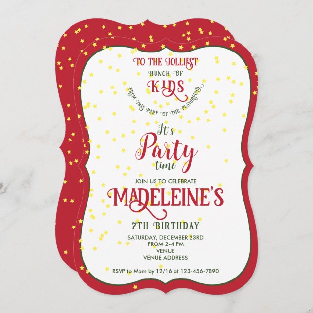 Invitación Fiesta de cumpleaños divertida para el grupo de ni (Anverso / Reverso)