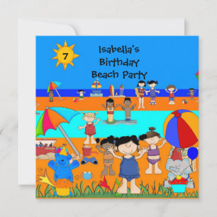 Invitación Fiesta de cumpleaños divertida para niños en la pl