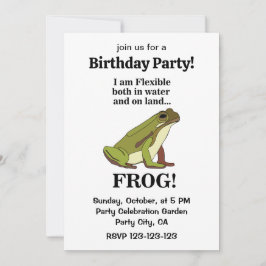 Invitación Fiesta de Cumpleaños Divertida Rana Verde