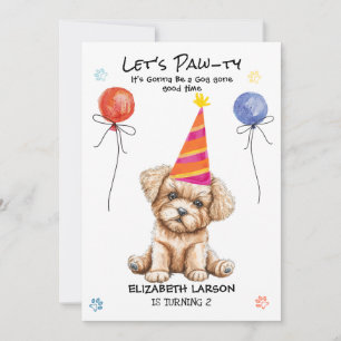 Invitación Fiesta de Cumpleaños Divertida Tema Perro Cachorro