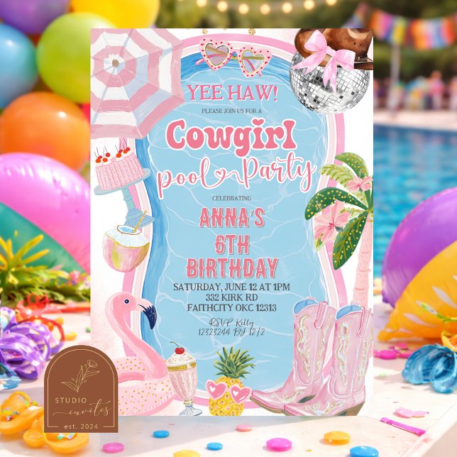 Invitación Fiesta de cumpleaños divertida y caprichosa de vaq (Subido por el creador)