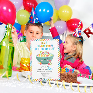 Invitación Fiesta de cumpleaños divertidísima con cereales