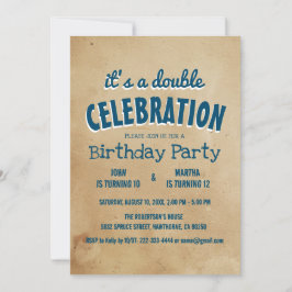 Invitación Fiesta de cumpleaños doble beige simple y elegante